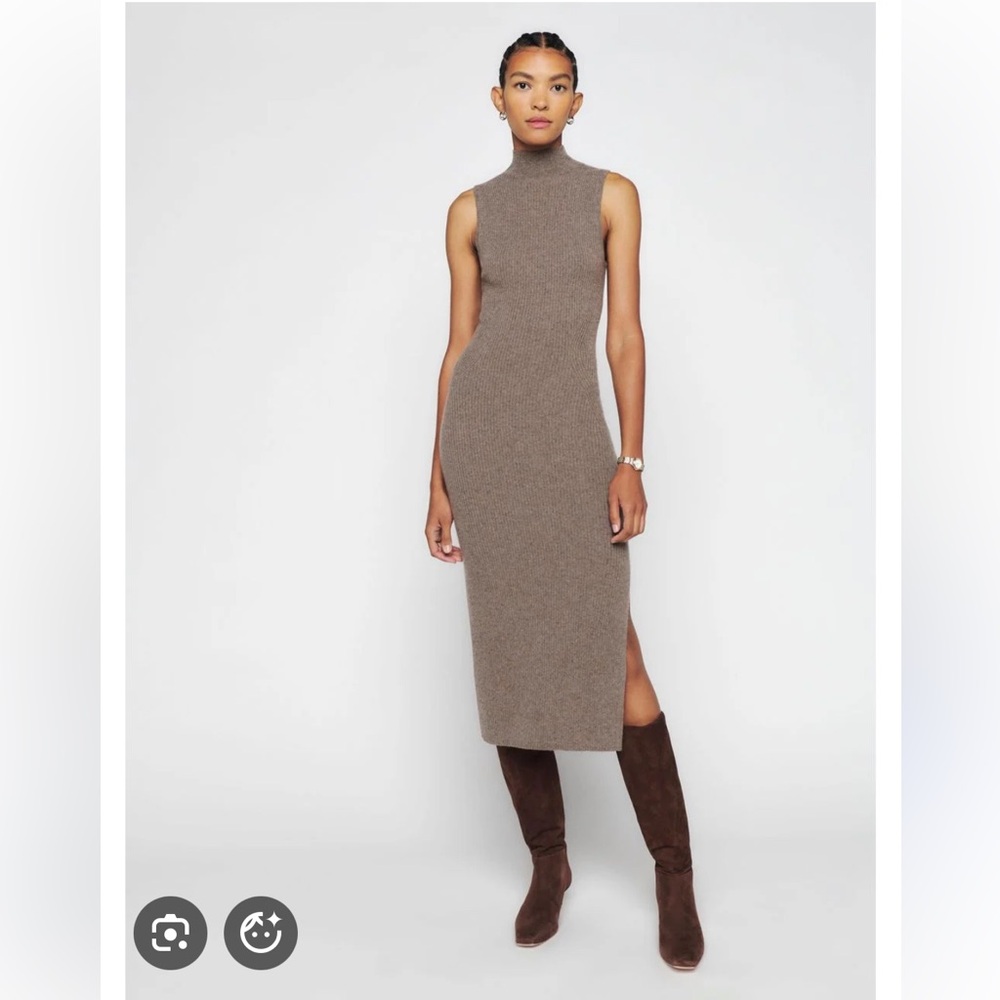 Reformation Taupe Knit Midi Dress